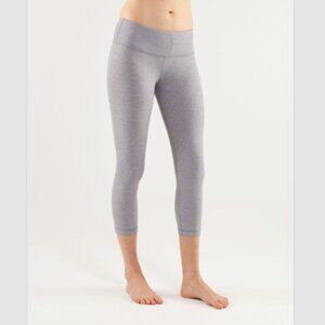 Lululemon Wunder Under‎ Crop Tight 21" Size 6 Leggings Heathered Fossil Oatmeal